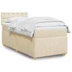 vidaXL Boxspring met matras stof crèmekleurig 90x190 cm, Verzenden