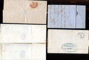 Italiaanse oude staten 1850/1863 - 4 documenten uit Napels,, Gestempeld