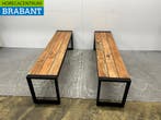 Bolero set van 2 stalen banken met houten zitting Horeca, Ophalen of Verzenden, Nieuw in verpakking