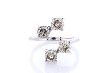 Zonder minimumprijs - Ring - 14 karaat Witgoud - 1.35ct. tw., Handtassen en Accessoires, Ringen, Nieuw