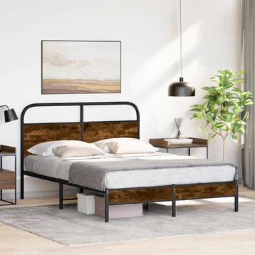 vidaXL Bedframe zonder matras bewerkt hout gerookt eiken, Verzenden