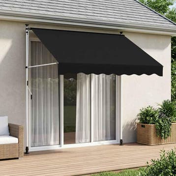 vidaXL Handmatig uitschuifbare luifel Zwart 350 cm, Verzenden, Nieuw