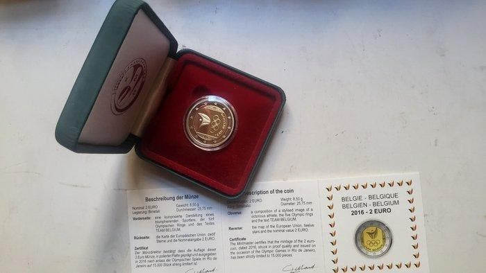 België. 2 Euro 2015/2016 30 Years European Flag + Team, Postzegels en Munten, Munten | Europa | Niet-Euromunten