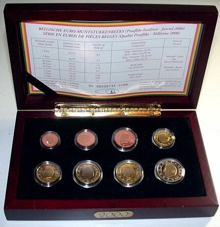 3,88 Euro, munten set 1 Cent-2 Euro 2000 Belgie Albert Ii, Timbres & Monnaies, Monnaies | Europe | Monnaies euro, Envoi