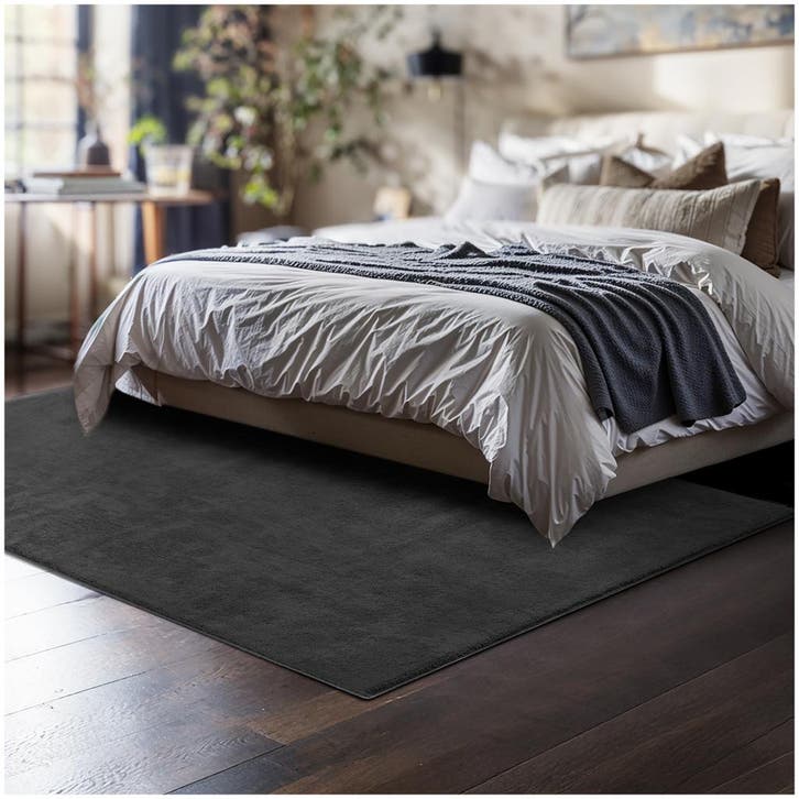 Kortpolig vloerkleed Soft Zone - 120 x 170 cm, antraciet, Huis en Inrichting, Stoffering | Tapijten en Vloerkleden, Verzenden