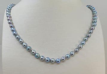 Halsketting 6×6,5 mm zilveren Akoya parels, Handtassen en Accessoires, Nieuw