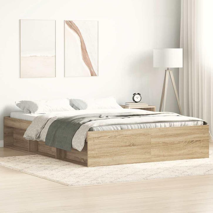 vidaXL Bedframe sonoma eikenkleurig 150x200 cm King Size, Huis en Inrichting, Slaapkamer | Bedden, Nieuw, Verzenden