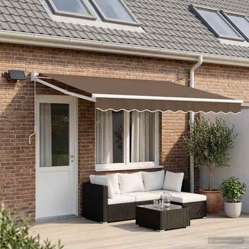 vidaXL Handbediende luifel met LEDs Taupe 100% Polyester en, Verzenden