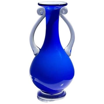 Dodo Vintage Vintage Henkelvase In Kobaltblau Mit Weißem, Maison & Meubles, Verzenden