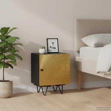 vidaXL Nachtkastje met messing voorkant 40x30x50 cm massief, Verzenden, Nieuw