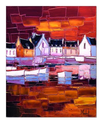 Olivier Pfleger - Mandrafina  Crépuscule au port  Bretagne