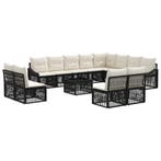 vidaXL Tuinbank Set 13 pcs Zwart poly rattan, Tuin en Terras, Verzenden, Nieuw