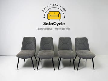 Eetkamerstoelen set van 4 grijs in stof – overstock, Huis en Inrichting, Verzenden, Nieuw