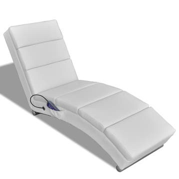 vidaXL Massagelounger kunstleer wit, Verzenden