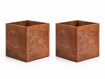 Jardinière - Set van 2 vierkante plantenbakken - tuin,