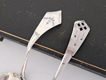 Louche à crème (2) - Art déco - Argent 833, Antiquités & Art