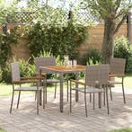 vidaXL Tuin Eettafel Set 5 pcs Grijs poly rattan, Verzenden, Nieuw