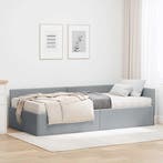 vidaXL Hoekbedframe met Matras Anders 2 pcs Lichtgrijs Stof, Verzenden