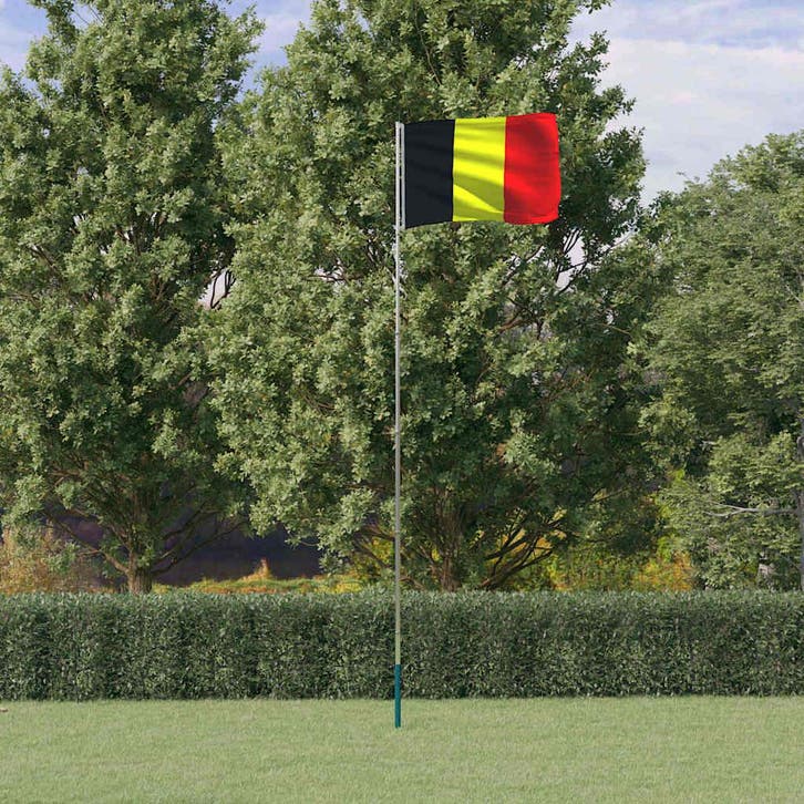 vidaXL Vlag met vlaggenmast België 5,5 m aluminium, Diversen, Vlaggen en Wimpels, Nieuw, Verzenden