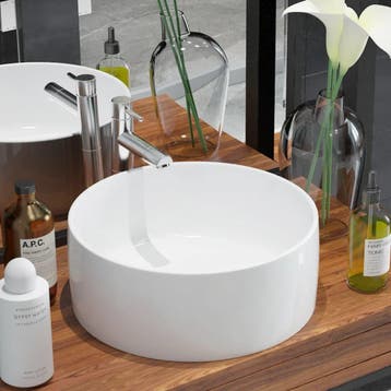 vidaXL Wastafel rond wit 40x15 cm keramiek, Doe-het-zelf en Bouw, Sanitair, Verzenden, Nieuw