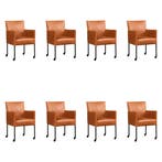 Set van 8 Leren eetkamerstoelen Desire - Vintage Cognac, Huis en Inrichting, Stoelen, Ophalen of Verzenden, Nieuw, Leer, Eén