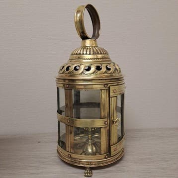 Lantaarn - koper/ glas, Antiek en Kunst