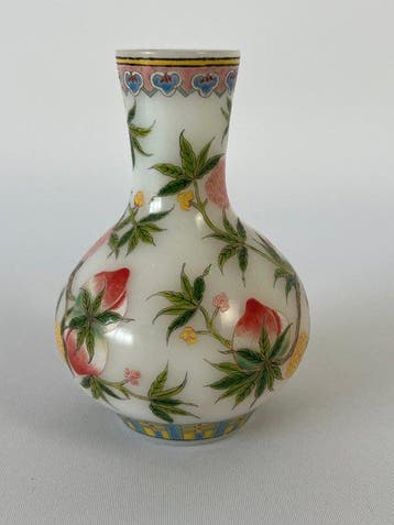 Emaille-geverfde glazen vaas Peaches & Fruits - Glas -