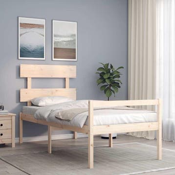 vidaXL Seniorenbed met hoofdbord massief hout, Huis en Inrichting, Slaapkamer | Bedden, Verzenden, Nieuw