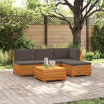 vidaXL 5 st Buiten bank set Massief Acacia Hout Bruin, Tuin en Terras, Verzenden, Nieuw