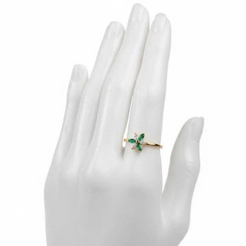 Ring - 14 karaat Geel goud - 0.44ct. tw. Smaragd - Diamant, Nieuw