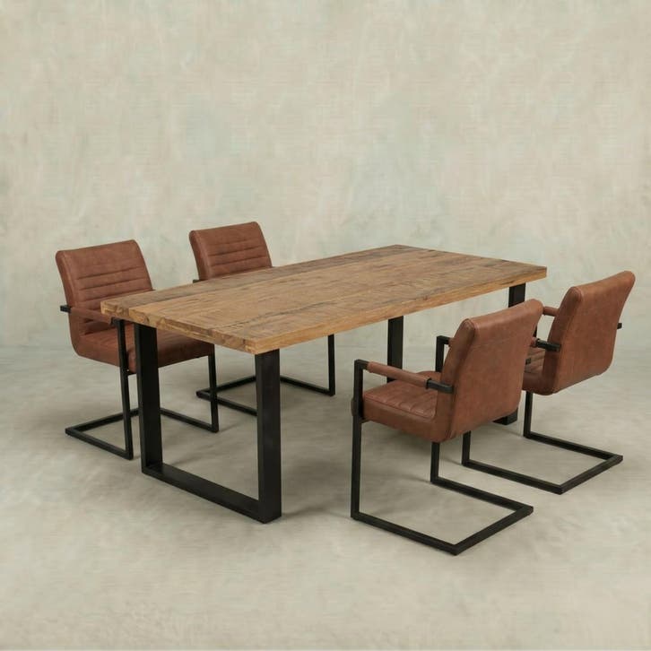 Mangohouten Eettafel Rechthoek Roy 200x100 cm (6cm), Huis en Inrichting, Tafels | Eettafels, Nieuw, Overige houtsoorten, Rechthoekig