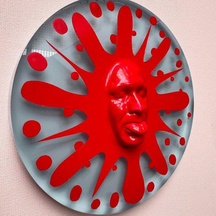 gregos - Red mocking splash on plexiglas, Antiek en Kunst, Kunst | Schilderijen | Modern