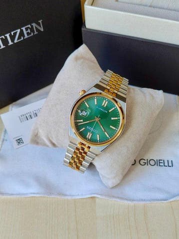 Citizen - Tsuyosa 60 - Green and Gold - Zonder minimumprijs, Handtassen en Accessoires, Horloges | Heren, Nieuw