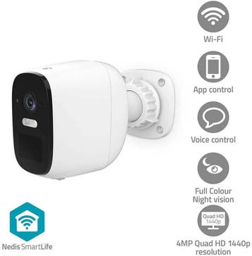 Nedis SmartLife Beveiligingscamera Buiten – 2K QHD – Spotlig, Audio, Tv en Foto, Videobewaking, Verzenden, Nieuw