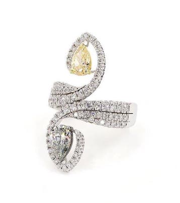 Cocktailring - 18 karaat Witgoud - 2.51ct. tw. Gemengde