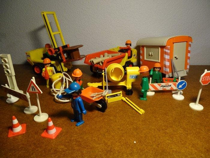 Playmobil - City - Playmobil Wegenwerken, jeep/garage, 2, Antiek en Kunst, Antiek | Overige Antiek