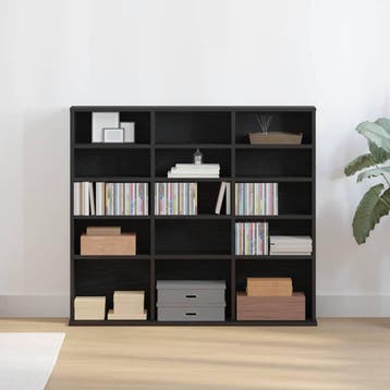 vidaXL CD-kast 100x23x89,5 cm bewerkt hout zwart, Verzenden, Nieuw