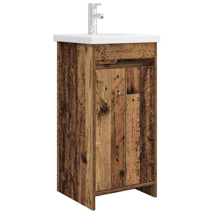 vidaXL Badkamer Vanity met Wastafel Oud hout 42 x 40 x 84,5, Maison & Meubles, Tables | Coiffeuses, Envoi