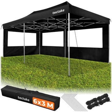 Opvouwbare paviljoen Viola 3x6 m, aluminium, 3 zijpanelen, Tuin en Terras, Verzenden, Nieuw