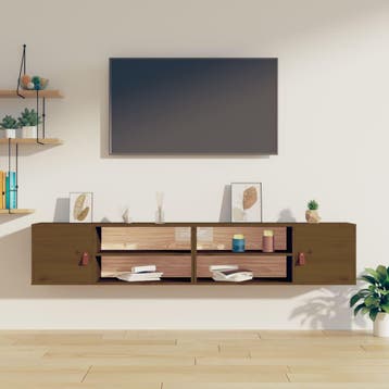 vidaXL Wandkasten 2 st 80x30x30 cm massief grenenhout, Verzenden, Nieuw