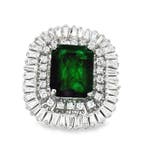 Ring Platina - 3.94ct. tw. Smaragd - Diamant, Nieuw