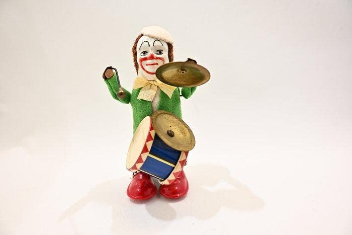 Schuco - Blikken speelgoed - Clown drummend 986/3 -, Antiquités & Art, Antiquités | Jouets
