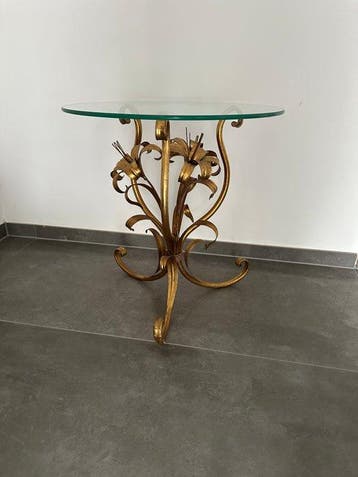 Bijzettafel - Metaal, Glas - Florale tafel H.Kögl-stijl