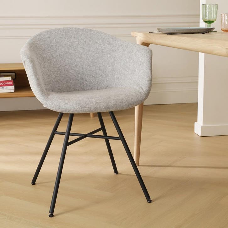 Nolon Noa eetkamerstoel | Grijs | Kuipstoel | Armleuning, Maison & Meubles, Chaises, Envoi