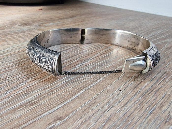 Antieke zilveren armband in Chinese export-stijl - Zilver -, Antiek en Kunst, Antiek | Overige Antiek