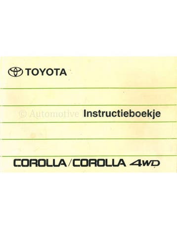 1990 TOYOTA COROLLA | COROLLA 4WD INSTRUCTIEBOEKJE