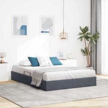 vidaXL Ottoman Bedframe met opslag Donkergrijs 140 x 200 cm, Verzenden
