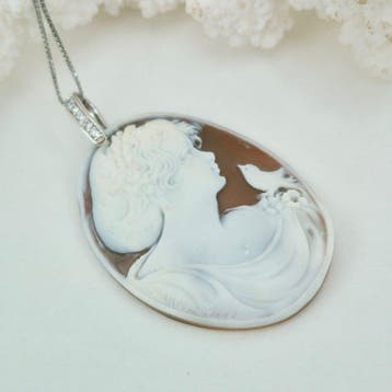 Zilver, Zonder reservering - Cameo - Handgesneden camee