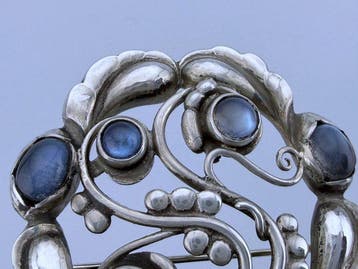 Georg Jensen - Broche Argent, Pierre de lune argent 925