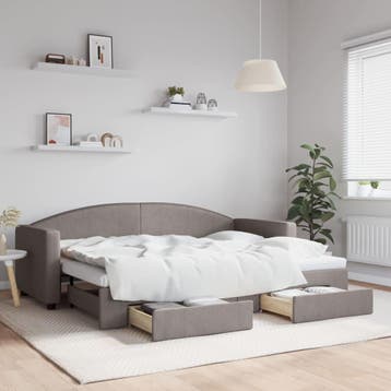 vidaXL Slaapbank met onderschuifbed en lades 80x200 cm stof, Verzenden